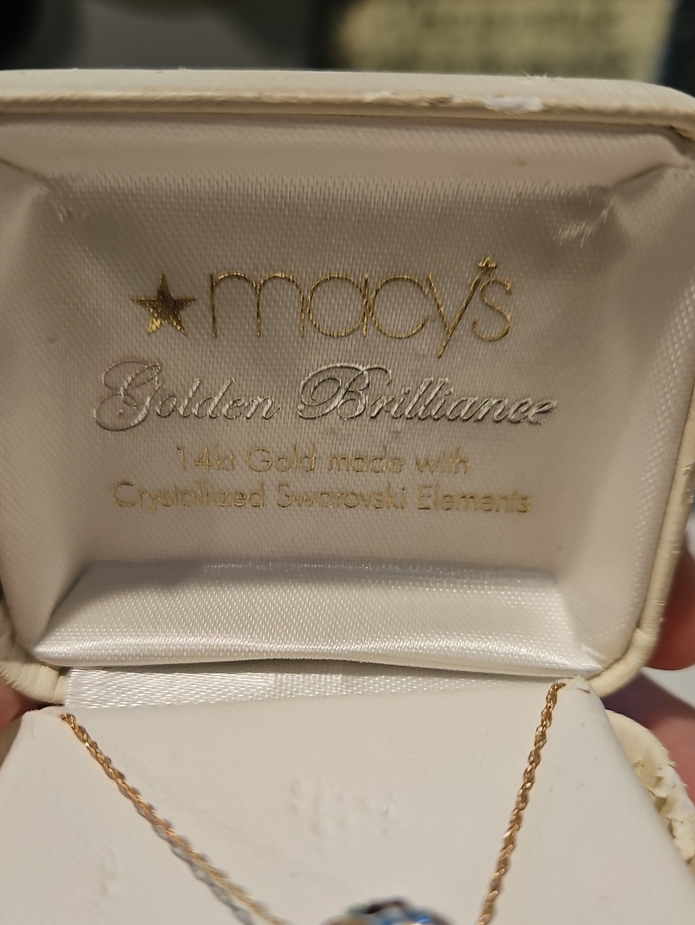 Macy's Gold Necklace with Multicolor Crystal Bead, Swarovski Elements, 14kt Gold - Picture 2 of 2